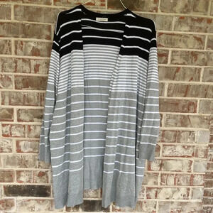 Retrology Colorblock Striped Open Lapel Catdigan Sweater